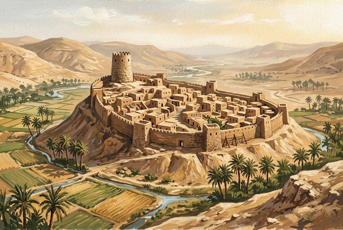 Illustration: a Bronze Age walled town in the Jordan valley